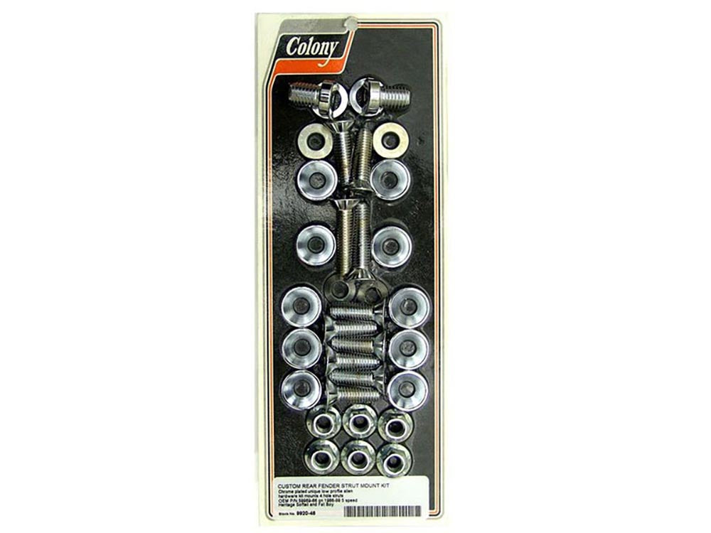 Flat Head Allen Head Bolt Fender Strut Mount Kit - Chrome. Fits Heritage Softail Classic & Fat Boy 1986-1999.