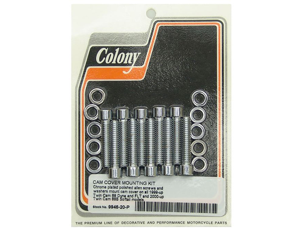 Polished Allen Head Cam Cover Bolts - Chrome. Fits Twin Cam 1999-2017.