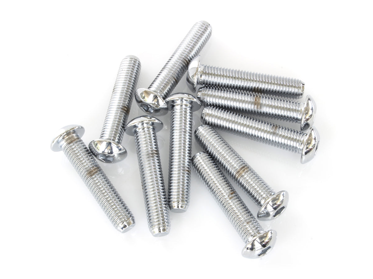5/16-24 x 1-1/2in. UNF Button Head Allen Bolts - Chrome. Pack 10.