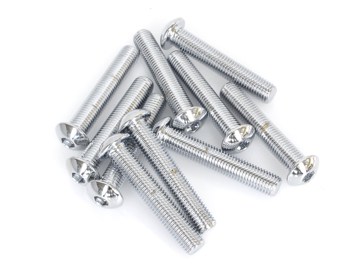 5/16-24 x 1-3/4in. UNF Button Head Allen Bolts - Chrome. Pack 10.
