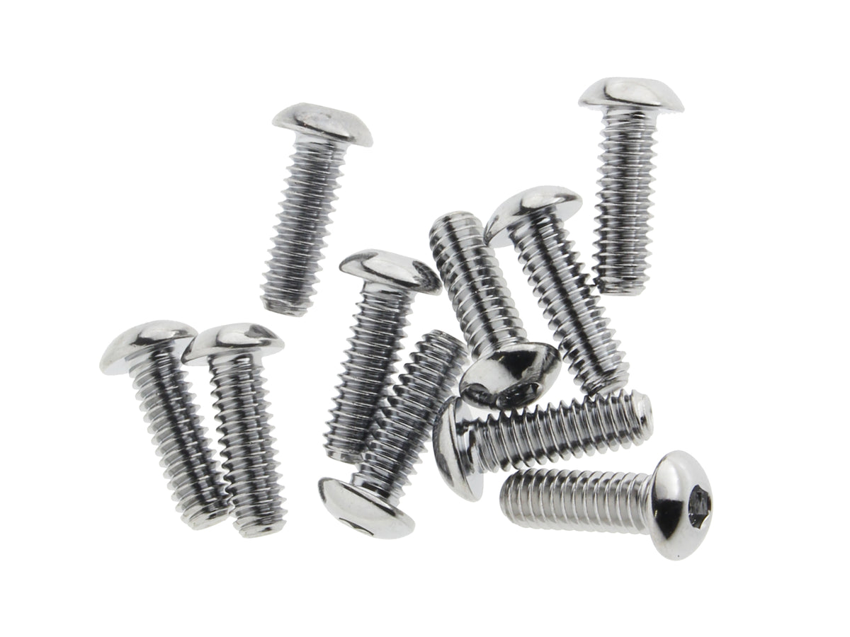 1/4-20 x 3/4in. UNC Button Head Allen Bolts - Chrome. Pack 10.