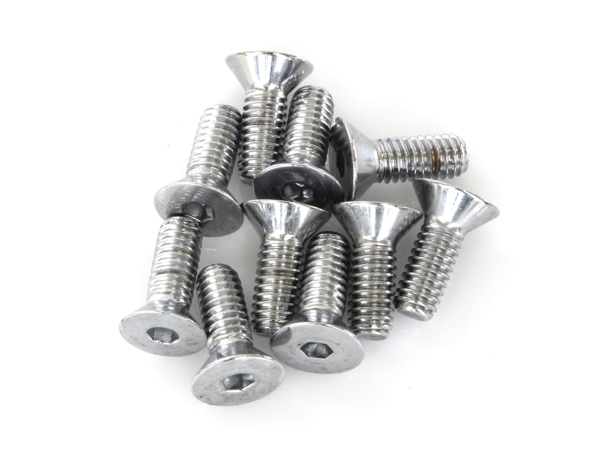 5/16-18 x 7/8in. UNC Flat Head Allen Bolts - Chrome. Pack 10.