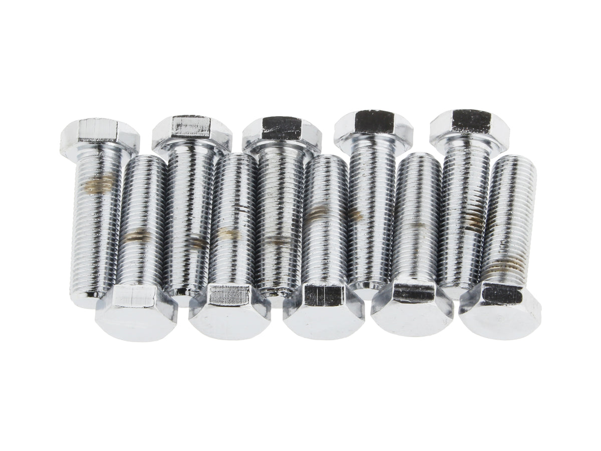 3/8-24 x 1-1/4in. UNF Hex Head Bolts - Chrome. Pack 10.