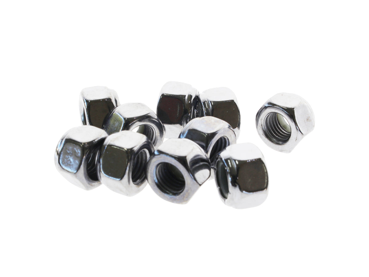 5/16-24 UNF Nylon Insert Locknuts - Chrome. Pack 10.