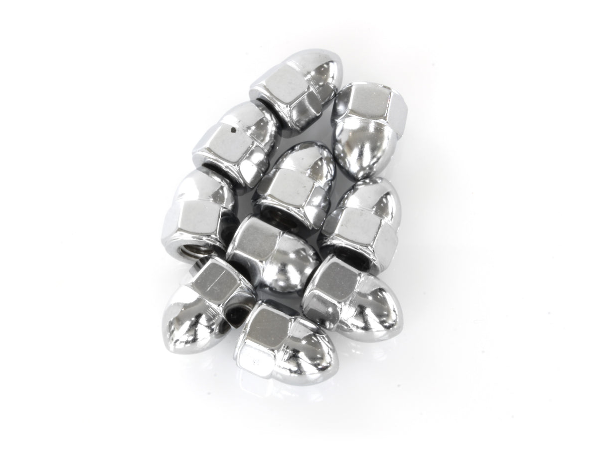 1/4-20 UNC Acorn OEM Style Nuts - Chrome. Pack 10.