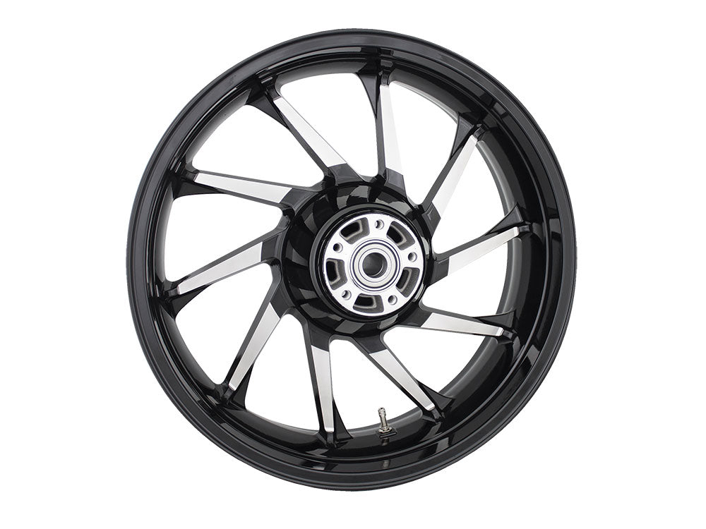 18in. x 5.50in. wide Hurricane 3D Wheel with Rear Hub - Black Cut. Fits Touring 2009up with ABS