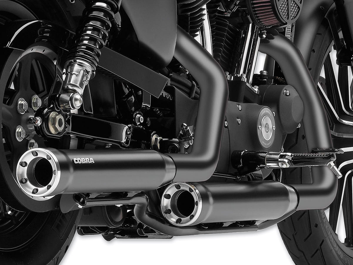 3in. RPT Slip On Mufflers - Black with Alloy Tips. Fits Sportster 2014-2021