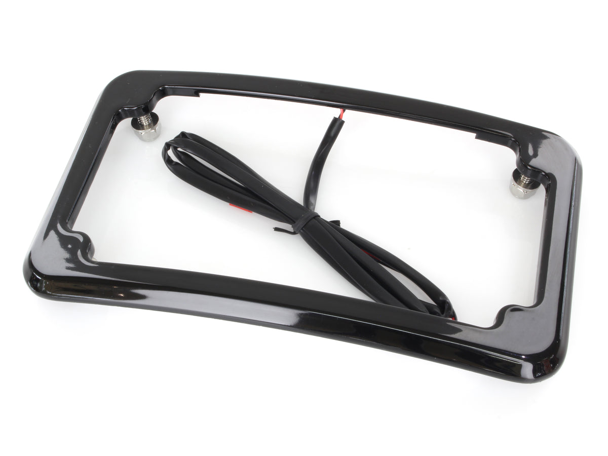 Curved Number Plate Frame with Number Plate Light Only - Black.