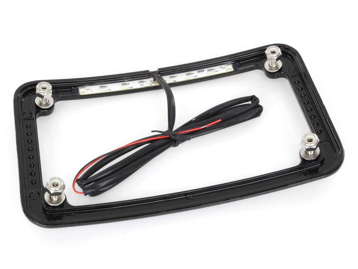 Curved Number Plate Frame with Number Plate Light Only - Black.