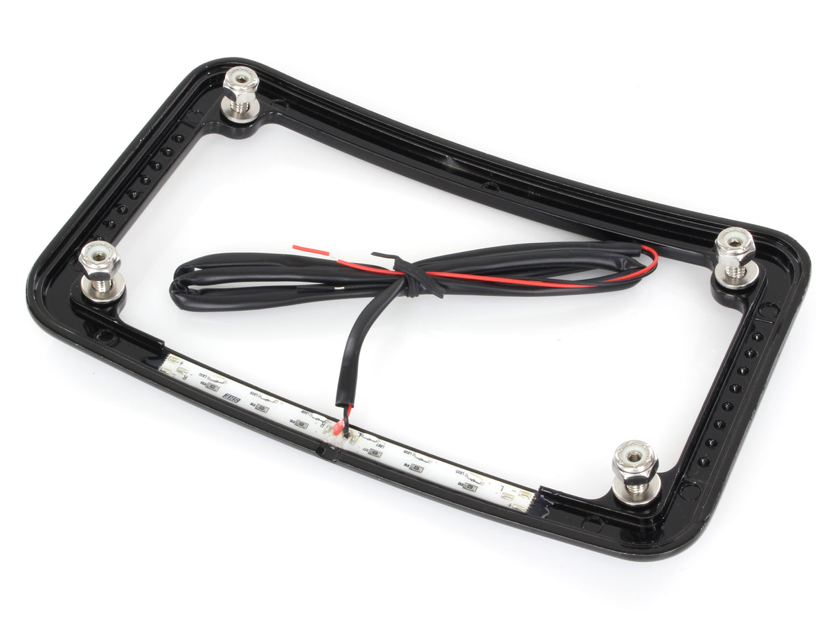 Curved Number Plate Frame with Number Plate Light Only - Black.