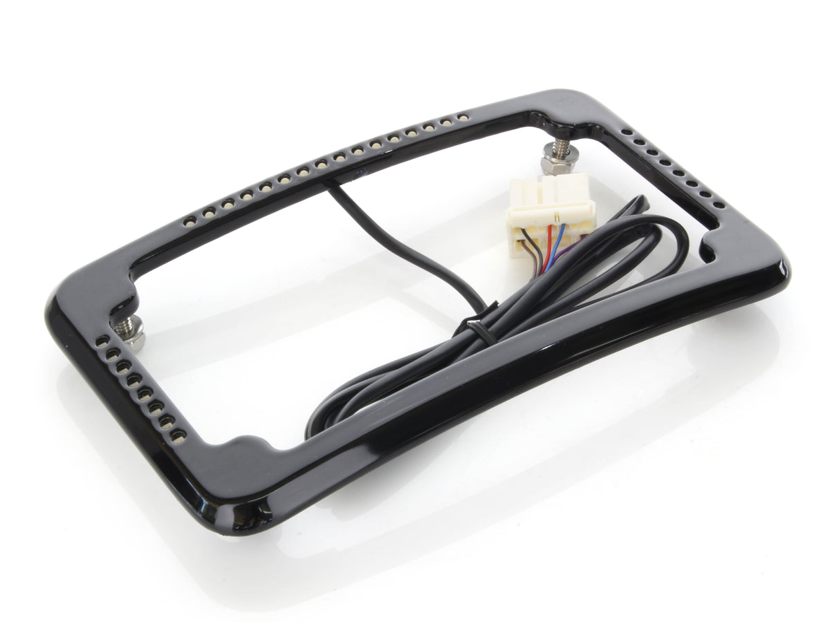 Curved Slick Signal Run, Turn, Brake & Number Plate Frame - Black. Fits Softail 1999-2010, FXD 1999-2017 & Sportster 1999-2021.