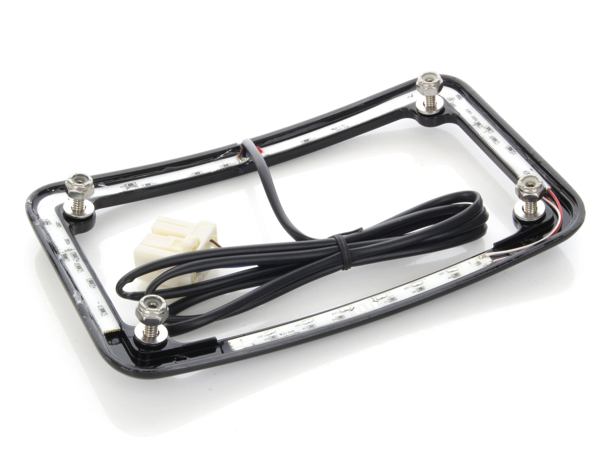 Curved Slick Signal Run, Turn, Brake & Number Plate Frame - Black. Fits Softail 1999-2010, FXD 1999-2017 & Sportster 1999-2021.