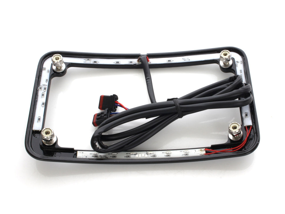 Cycle Visions - Curved Slick Signal Run, Turn, Brake & Number Plate Frame – Black. Fits Softail 2018up