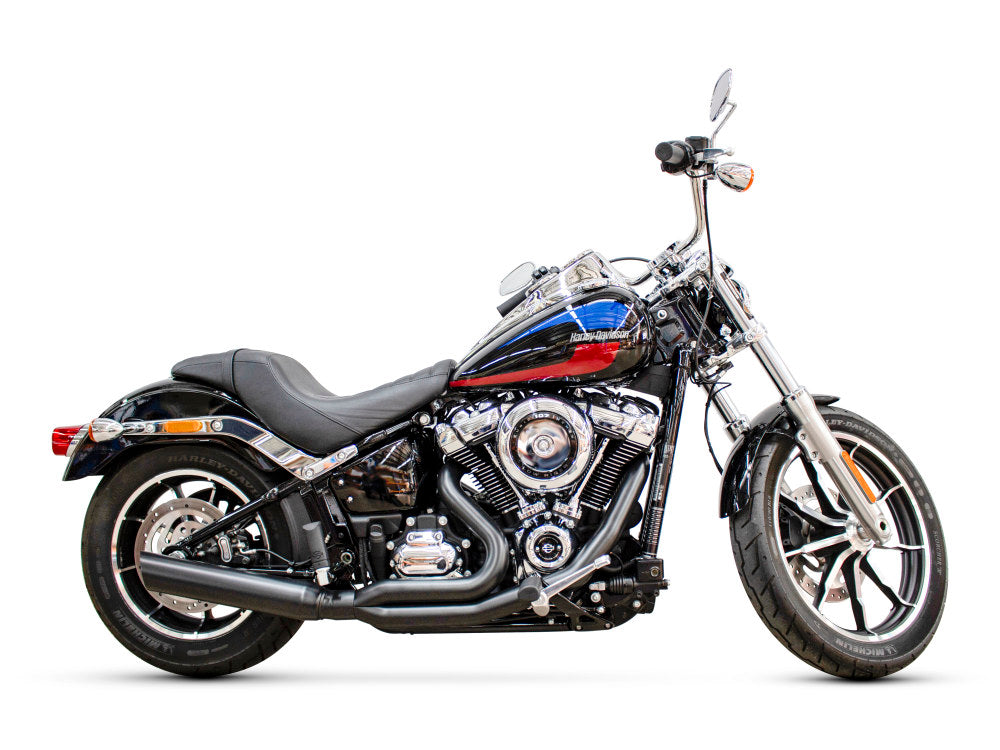 Low Cat 2-into-1 Exhaust - Black. Fits Softail 2018up Non-240 Tyre Models