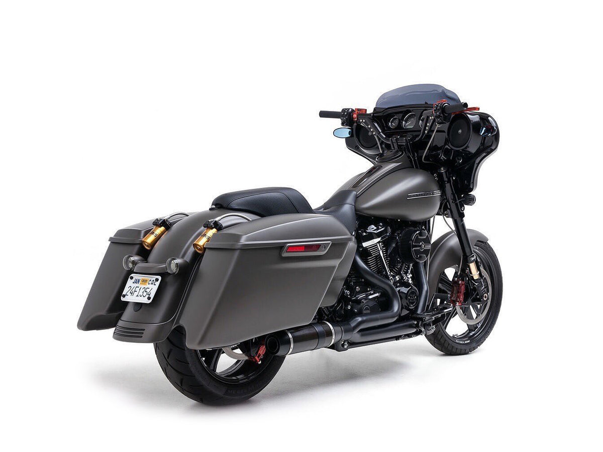Bob Cat 2-into-1 Exhaust - Black with Carbon Fibre Sleeve Muffler. Fits Touring 2017-2023