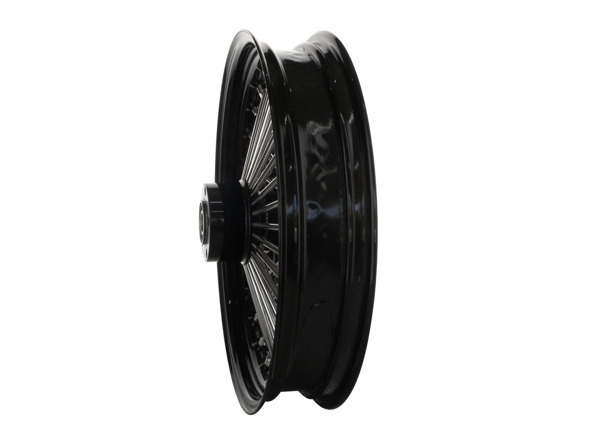 18in. x 3.5in. Mammoth Fat Spoke Rear Wheel - Gloss Black & Chrome. Fits Softail 2011up.