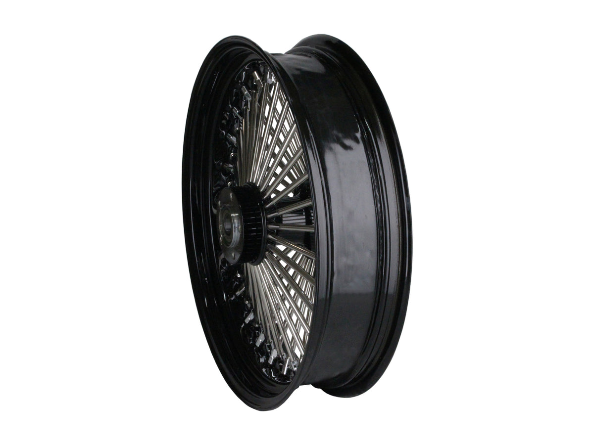 18in. x 4.25in. Mammoth Fat Spoke Rear Wheel - Gloss Black & Chrome. Fits Dyna 2012-2017 & Sportster 2014-2021.