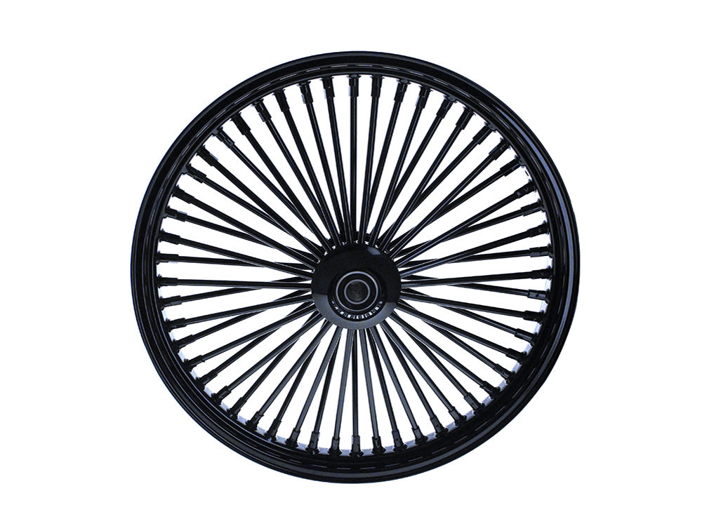 21in. x 2.15in. Mammoth Fat Spoke Front Wheel - Gloss Black. Fits Mid Glide Dyna 2012-2017 & FX Softail 2018up.