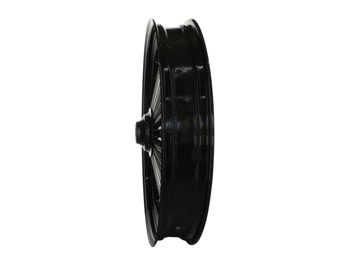 21in. x 3.5in. Mammoth Fat Spoke Front Wheel - Gloss Black & Chrome. Fits Softail Breakout 2013up.