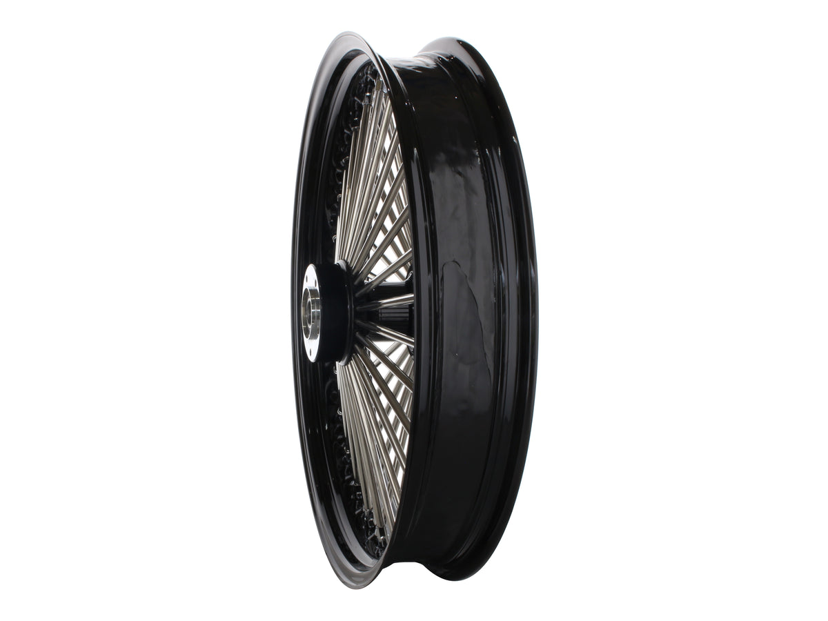 21in. x 3.5in. Mammoth Fat Spoke Front Wheel - Gloss Black & Chrome. Fits Touring 2008up