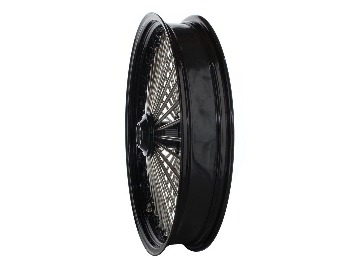 21in. x 3.5in. Mammoth Fat Spoke Front Wheel - Gloss Black & Chrome. Fits Mid Glide Dyna 2012-2017 & FX Softail 2018up.