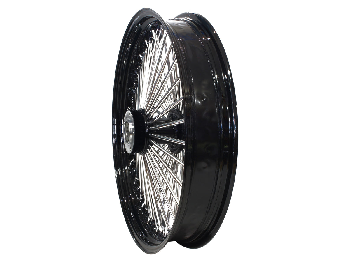 21in. x 3.5in. Mammoth Fat Spoke Front Wheel - Gloss Black & Chrome. Fits Dyna Fat Bob 2012-2017 & CVO Pro Street Breakout 2016-2017