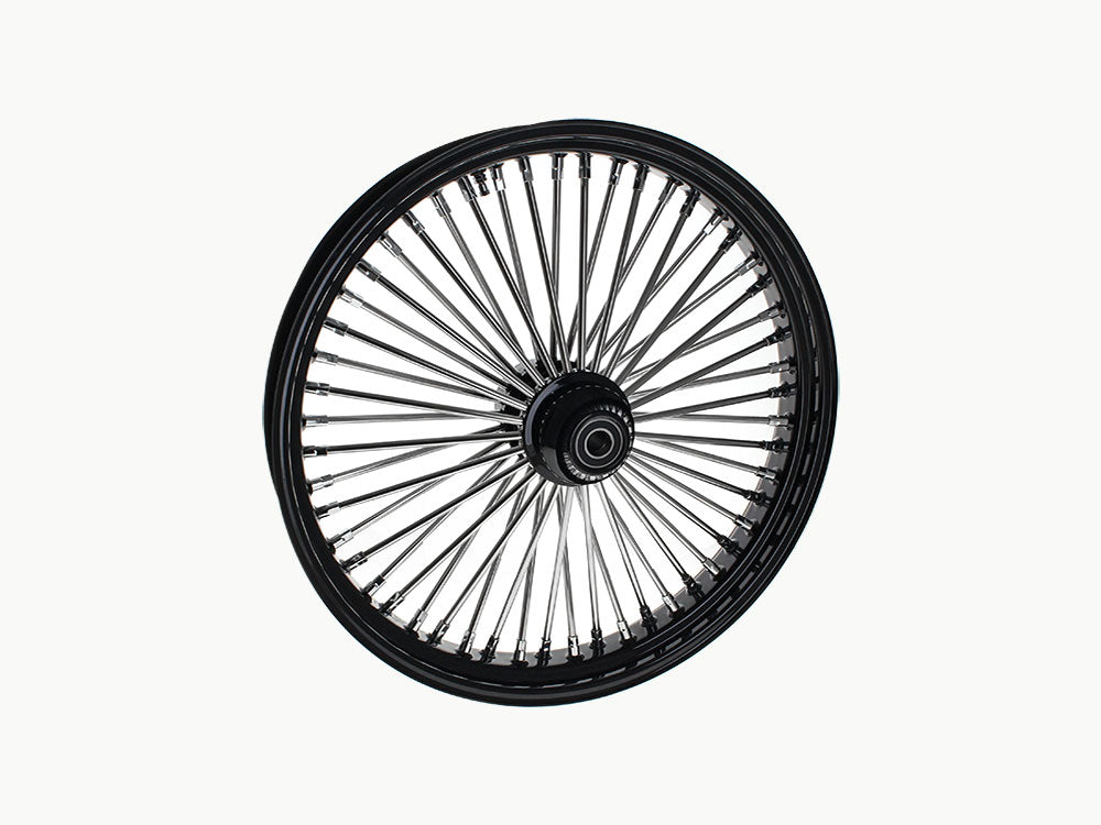 23in. x 3.5in. Mammoth Fat Spoke Front Wheel - Gloss Black & Chrome. Fits Fatboy 2018up