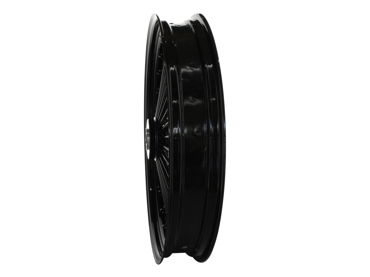 23in. x 3.5in. Mammoth Fat Spoke Front Wheel - Gloss Black. Fits Mid Glide Dyna 2012-2017 & FX Softail 2018up.