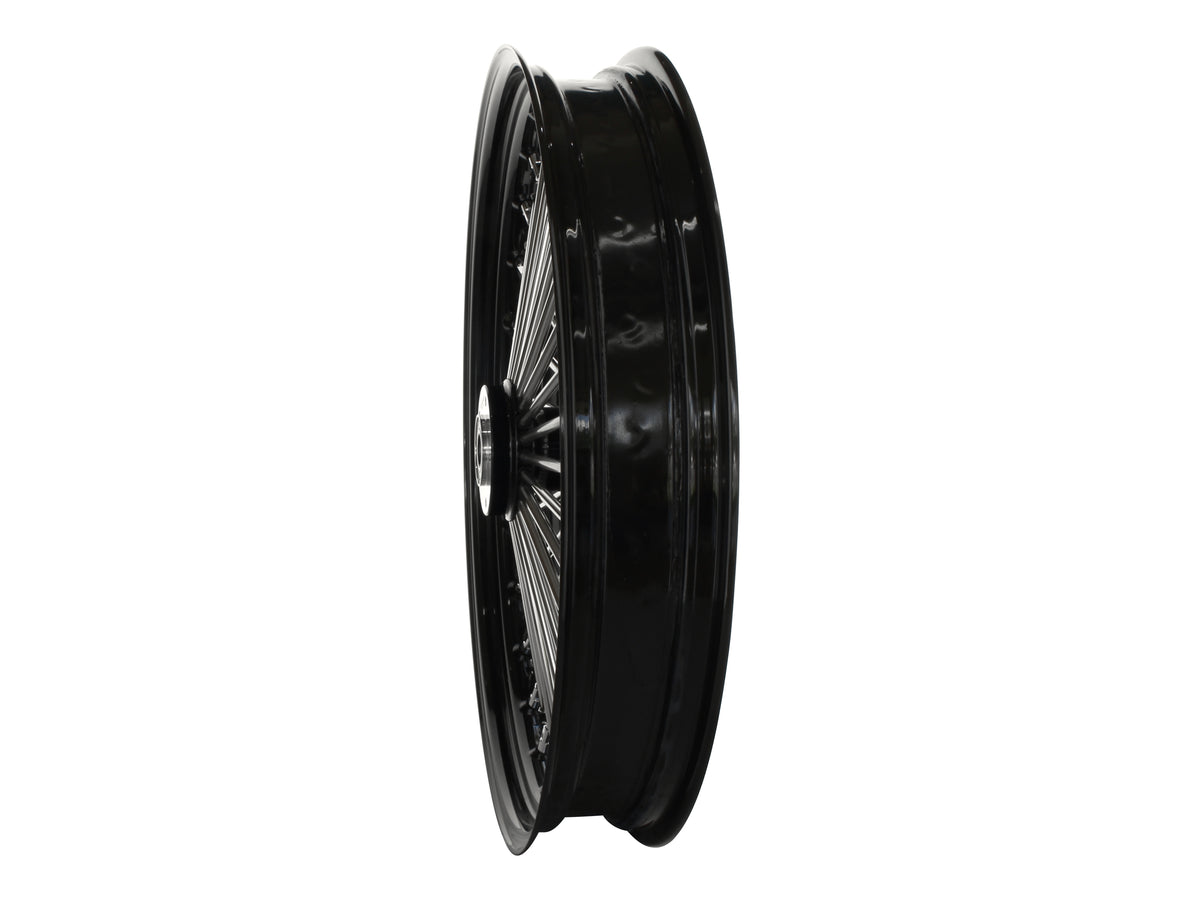 23in. x 3.5in. Mammoth Fat Spoke Front Wheel - Gloss Black & Chrome. Fits Mid Glide Dyna 2012-2017 & FX Softail 2018up.
