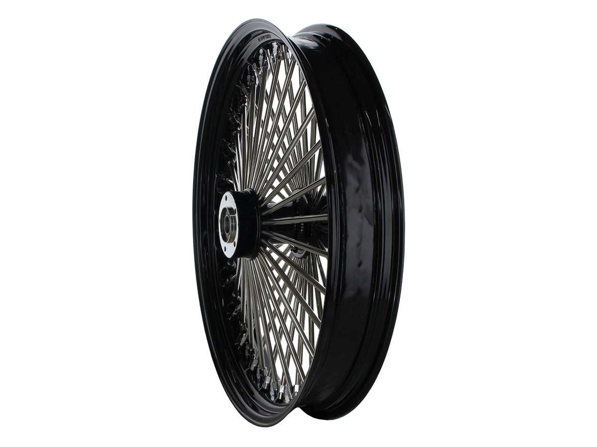 23in. x 3.5in. Mammoth Fat Spoke Front Wheel - Gloss Black & Chrome. Fits Softail Breakout 2013up.