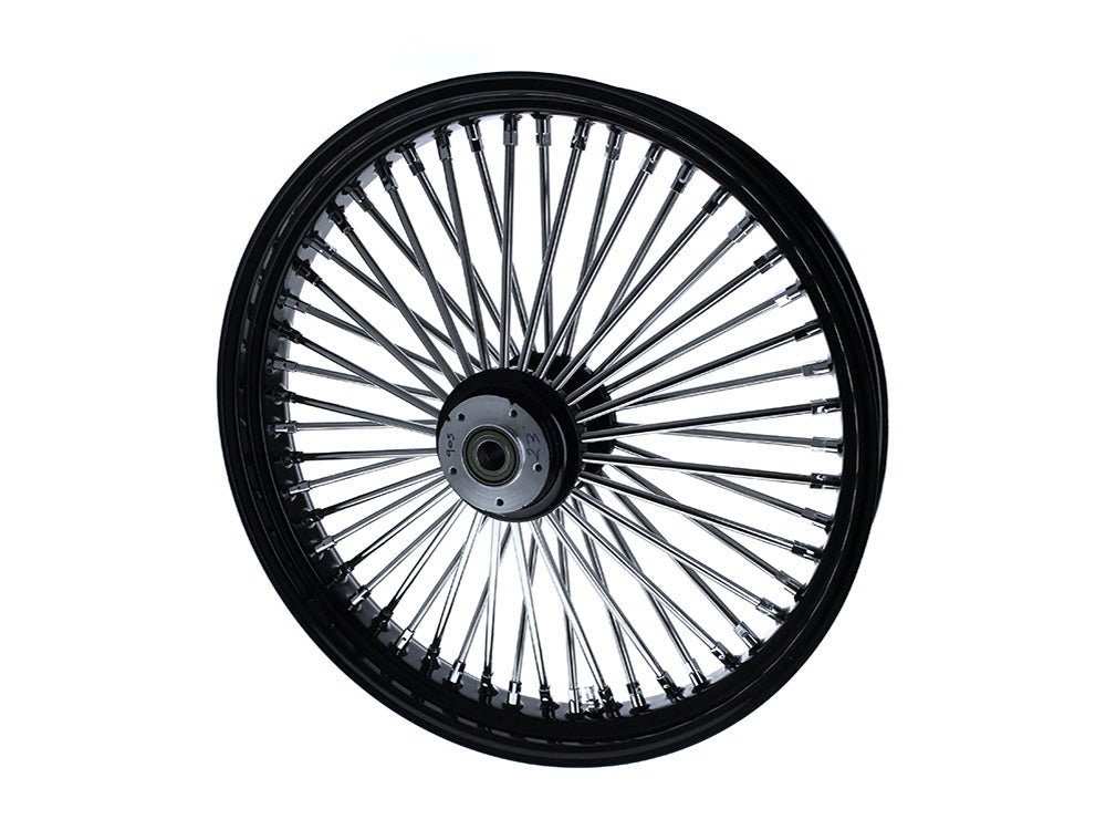 23in. x 3.5in. Mammoth Fat Spoke Front Wheel - Gloss Black & Chrome. Fits Softail Breakout 2013up.