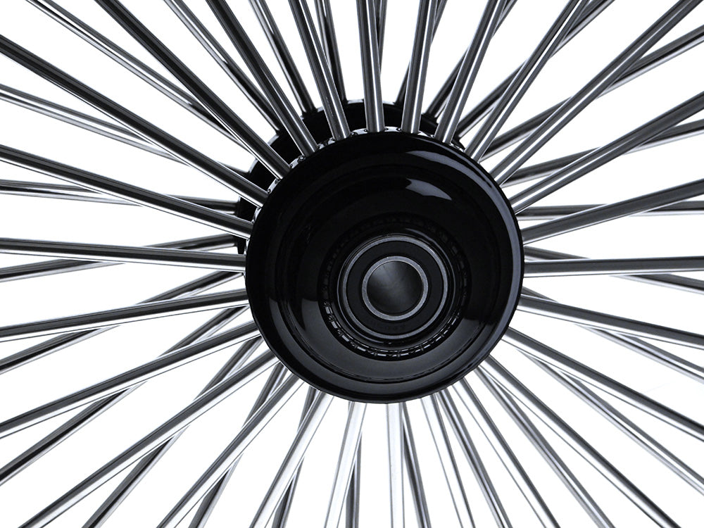 23in. x 3.5in. Mammoth Fat Spoke Front Wheel - Gloss Black & Chrome. Fits Softail Breakout 2013up.