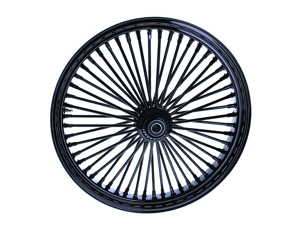 23in. x 3.5in. Mammoth Fat Spoke Front Wheel - Gloss Black. Fits Softail Heritage 2011up, Deluxe 2011-2020, Slim 2012-2021 & Fatboy 2011-2017