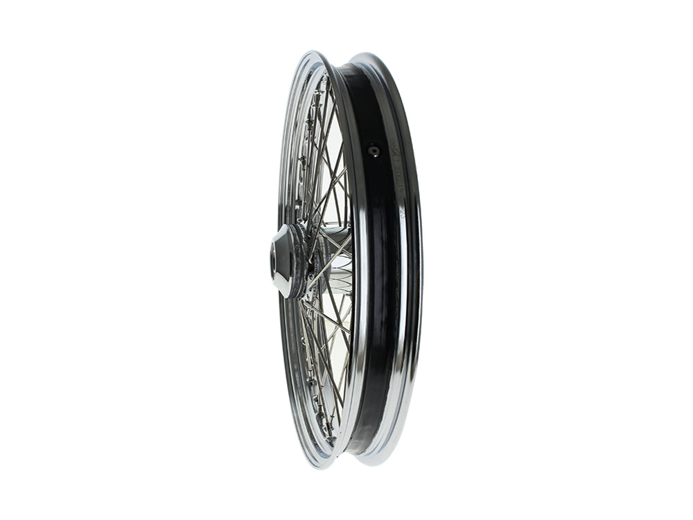 21in. x 2.15in. 40 Spoke Cross Laced Front Wheel - Chrome. Fits FX Softail 2007-2010.
