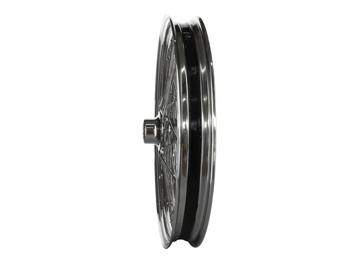 21in. x 2.15in. 40 Spoke Cross Laced Front Wheel - Chrome. Fits Rocker 2008-2011 & Sportster 2008-2021
