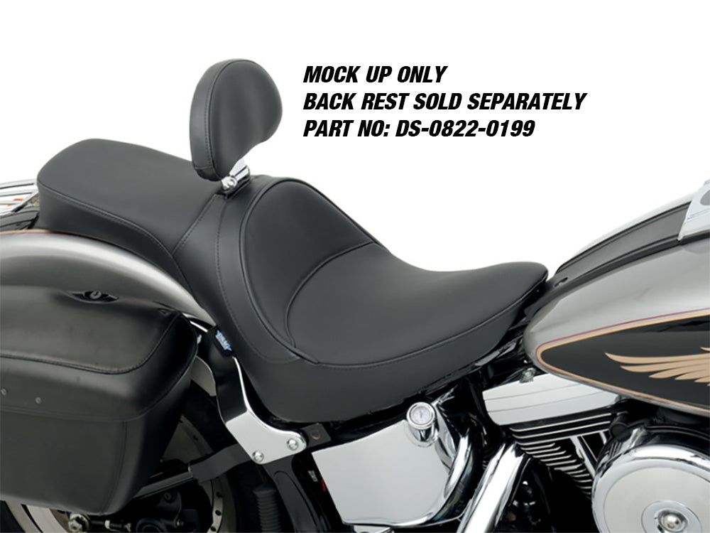 Predator 2up Dual Seat - Smooth Solar Leather Black. Fits Softail 1984-1999. Can Option a Backrest.