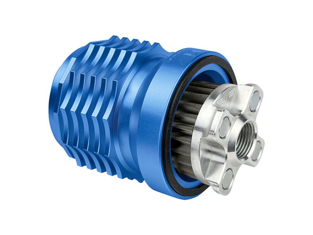 Magnetic Reusable Oil Filter – Blue. Fits Milwaukee Eight 2017up, Twin Cam 1999-2017, Evolution 1984-1999 & Sportster 1984-2021 – Figurati Designs