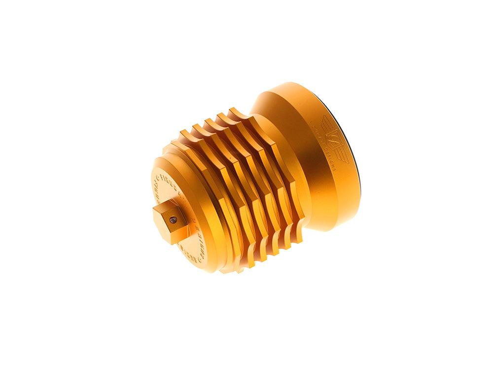 Magnetic Reusable Oil Filter – Gold. Fits Milwaukee Eight 2017up, Twin Cam 1999-2017, Evolution 1984-1999 & Sportster 1984-2021 – Figurati Designs