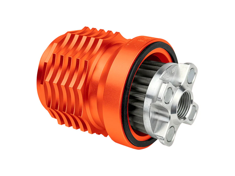 Magnetic Reusable Oil Filter – Orange. Fits Milwaukee Eight 2017up, Twin Cam 1999-2017, Evolution 1984-1999 & Sportster 1984-2021 – Figurati Designs