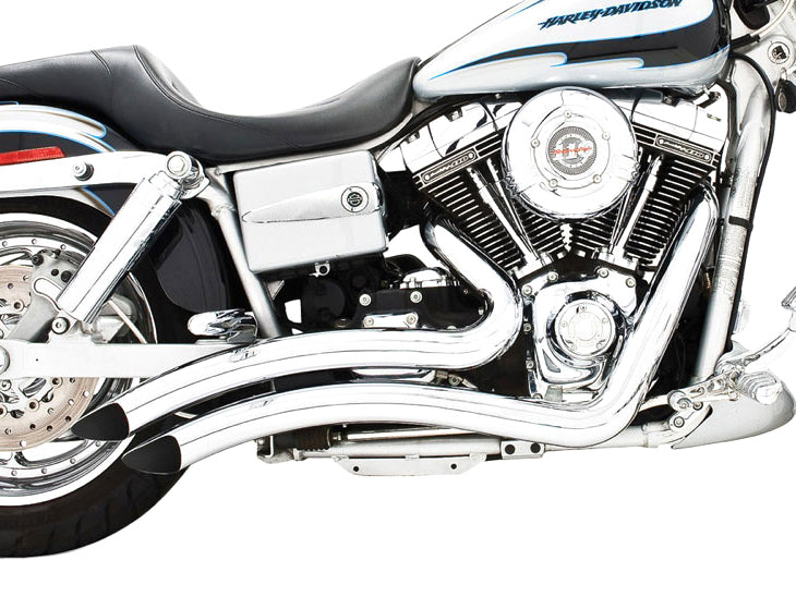 Sharp Curve Radius Exhaust - Chrome. Fits Dyna 1991-2005.