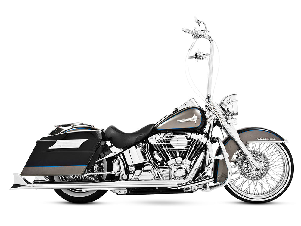 36in. True Dual SharkTail Exhaust - Chrome. Fits Softail 2007-2017.