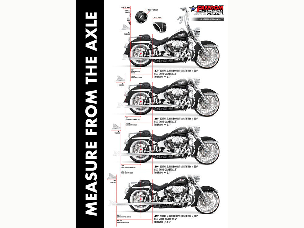 36in. True Dual SharkTail Exhaust - Black. Fits Softail 2007-2017.
