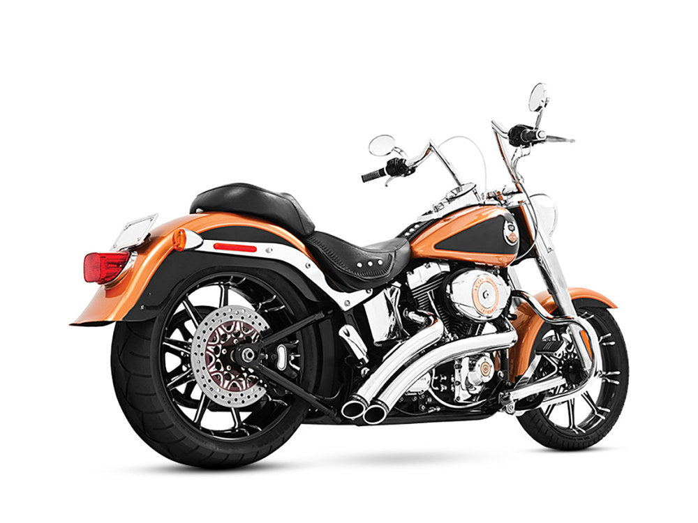 Radical Radius Exhaust – Chrome with Chrome End Caps. Fits Softail 1986-2017 – Freedom Performance Exhaust