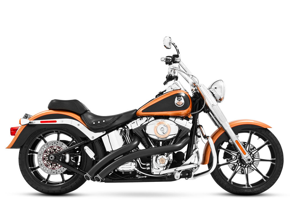 Radical Radius Exhaust – Black with Black End Caps. Fits Softail 1986-2017 – Freedom Performance Exhaust