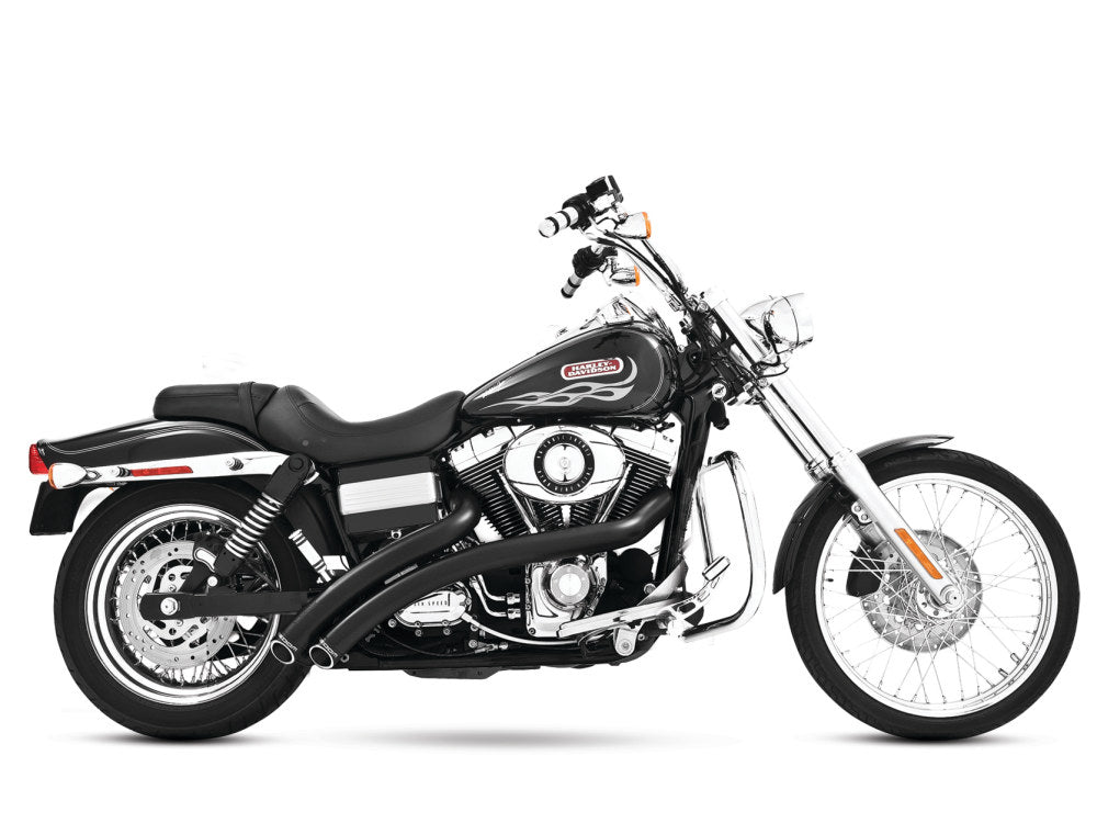 Radical Radius Exhaust – Black with Black End Caps. Fits Dyna 2006-2017 & Dyna Switchback 2012-2016 – Freedom Performance Exhaust