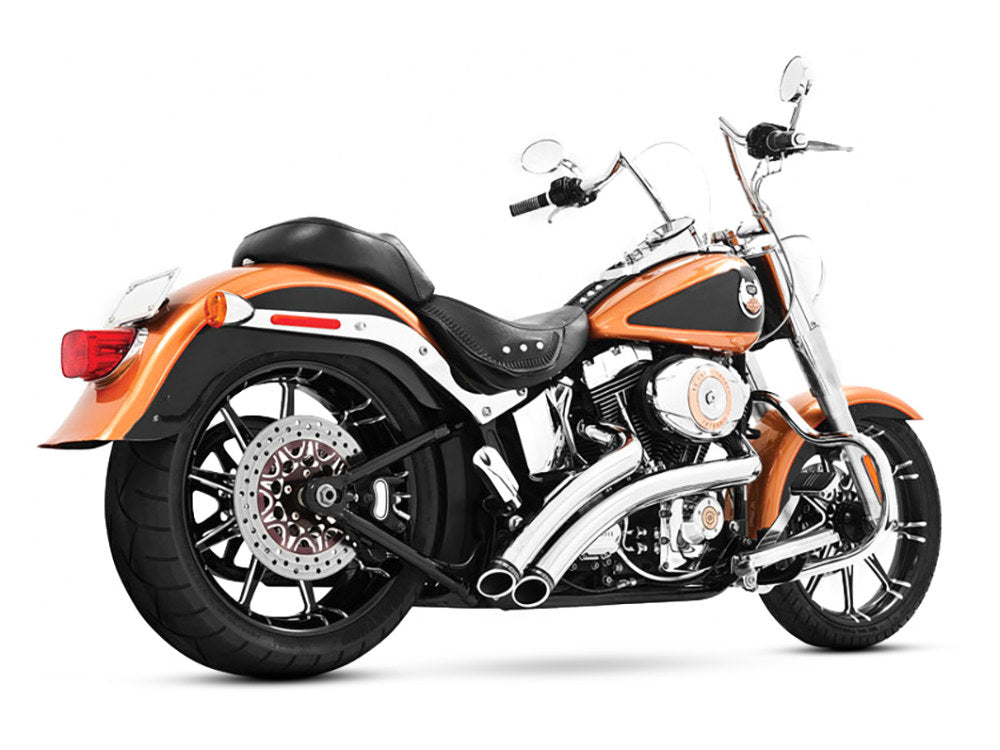 Radical Radius Exhaust – Chrome with Black End Caps. Fits Softail 1986-2017 – Freedom Performance Exhaust