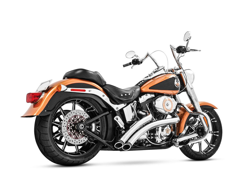 Radical Radius Exhaust – Chrome with Black End Caps. Fits Softail 1986-2017 – Freedom Performance Exhaust