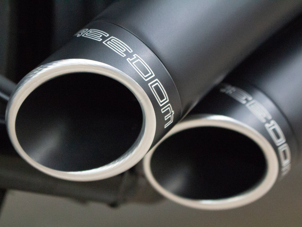 Sharp Curve Radius Exhaust - Black with Black End Caps. Fits Softail Breakout 2013-2017 & Rocker 2008-2011.