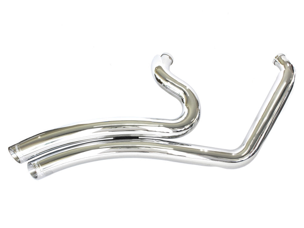Sharp Curve Radius Exhaust - Chrome with Chrome End Caps. Fits Softail 2018up with Non-240 Rear Tyre