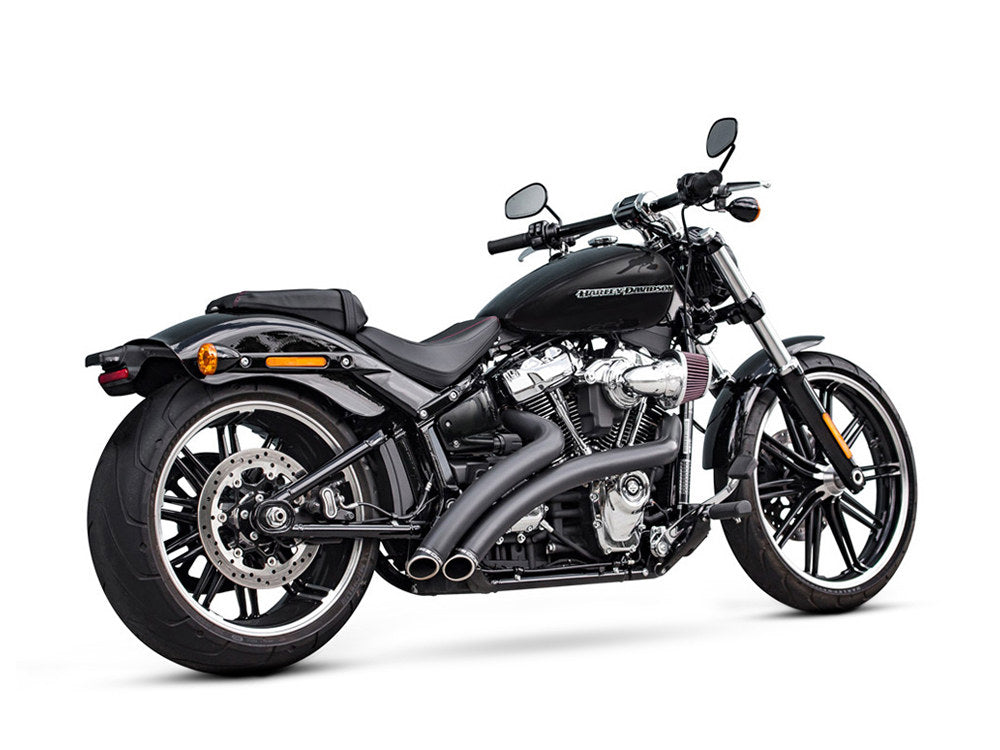Radical Radius Exhaust – Black with Black End Caps. Fits Softail 2018up – Freedom Performance Exhaust